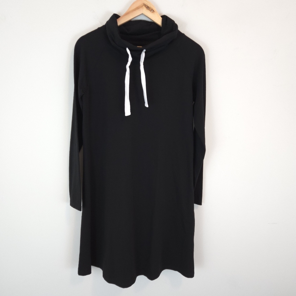 Duffield Lane Black Funnel Neck Emmerson Sweatshirt Dress